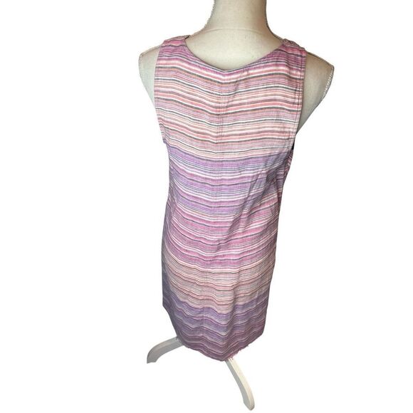 Tommy Bahama Dress Womens Pink Linen Striped Pocketed Raw Hem S/P - Picture 3 of 5